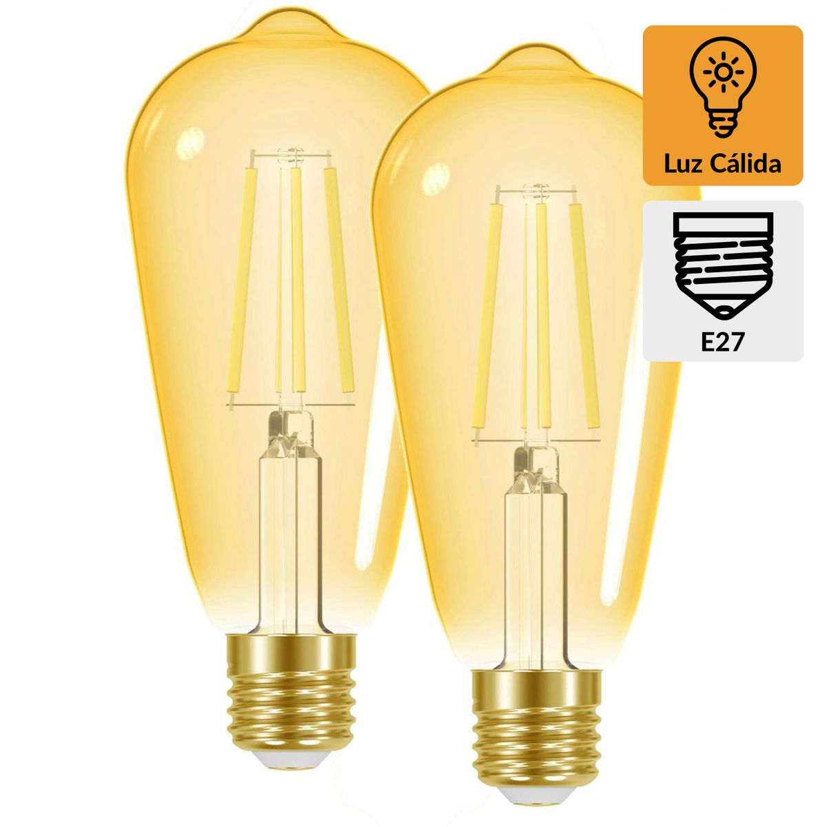 DAIRU - Pack 2 Ampolletas Led 6.7 kW E27 600 lm Luz Cálida