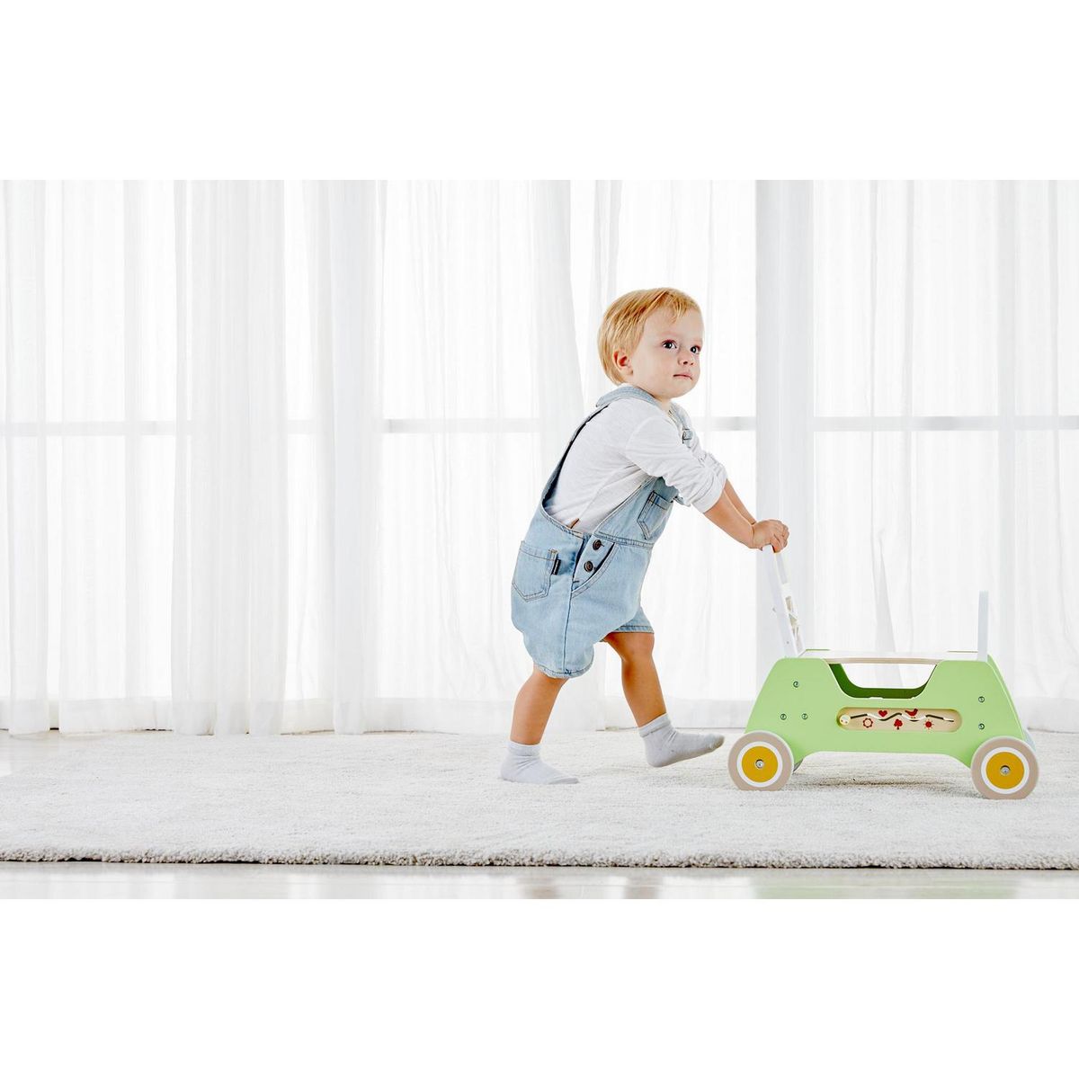 KIDSCOOL - Correpasillo Madera Blanco/verde Desde 12 meses