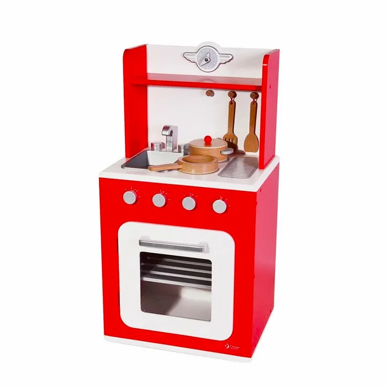 Cocina Classic roja con utensilios