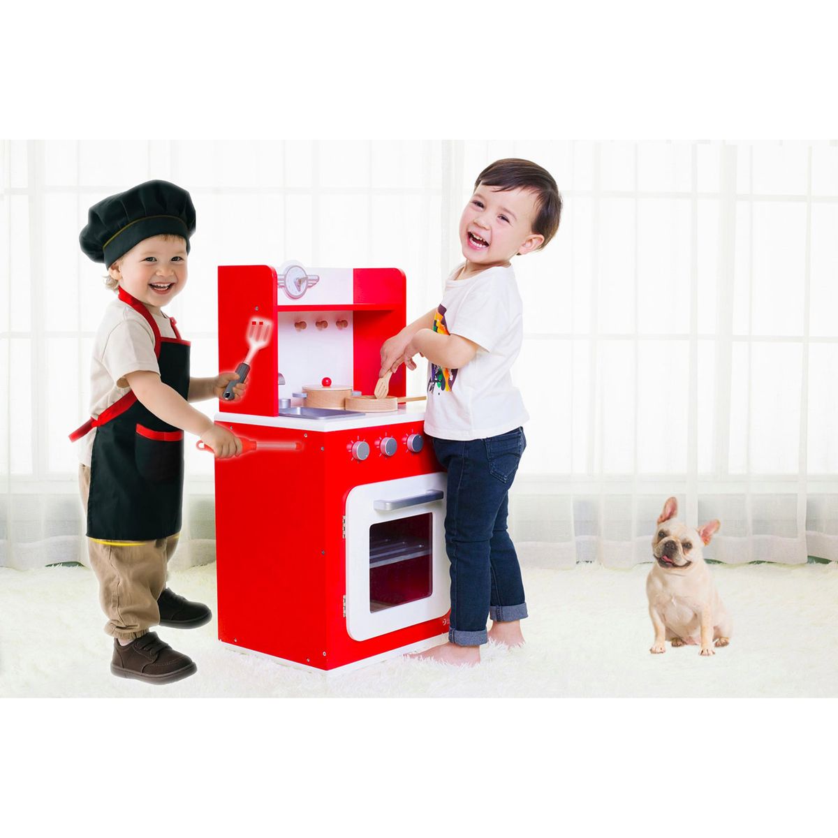 KIDSCOOL - Cocina Classic roja con utensilios