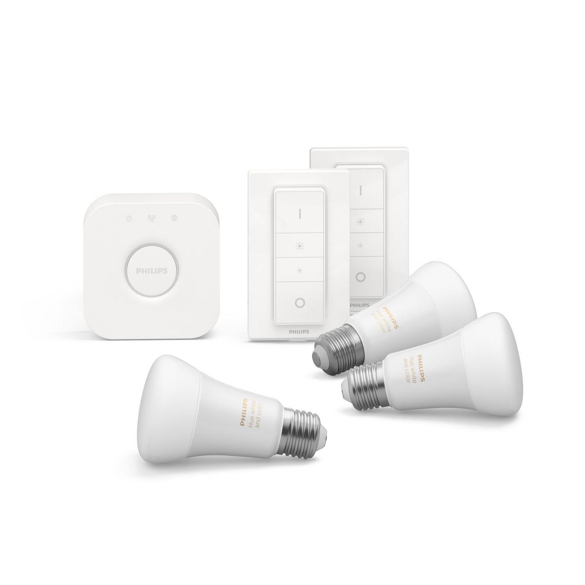 PHILIPS HUE - Kit inicio inteligente HUE 9W E27 2 dimmers bluetooth