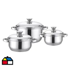 FANTUZZI - Batería de cocina 6 piezas acero inoxidable plateada