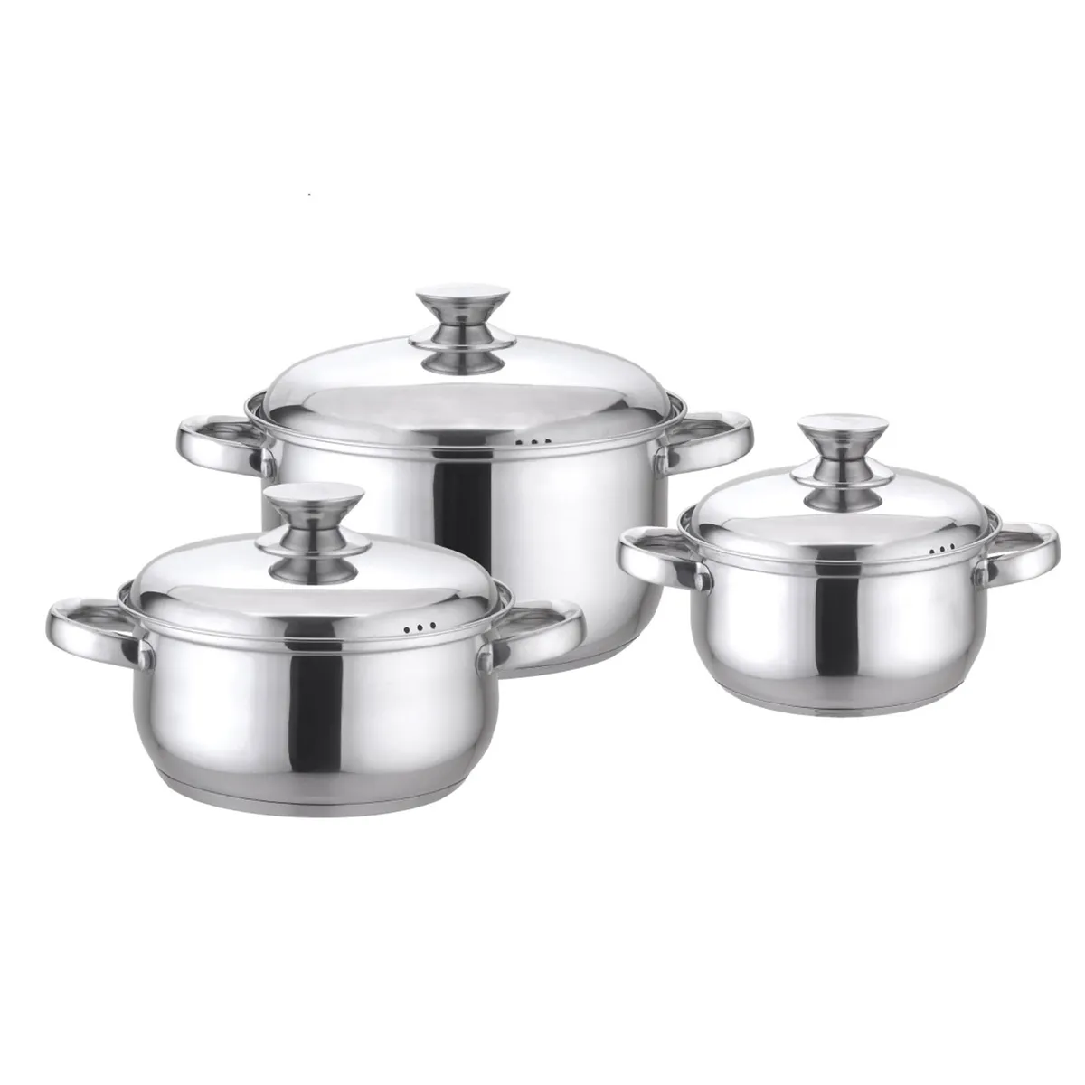 FANTUZZI - Batería de Cocina 6 Piezas Acero inoxidable Pavia Plateado