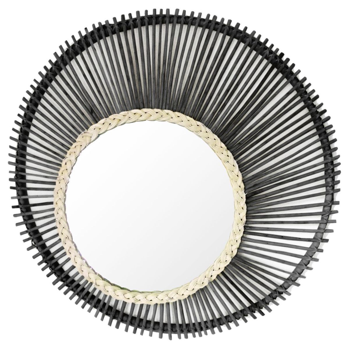 LA MIMBRESIA - Espejo sol mimbre negro