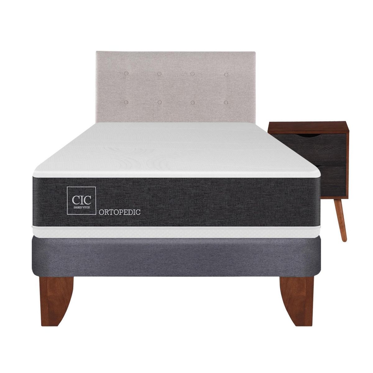 CIC - Cama europea ortopedic 1.5 plazas + muebles