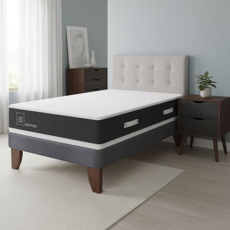 Cama Europea Ortopedic 1.5 Plazas + Muebles