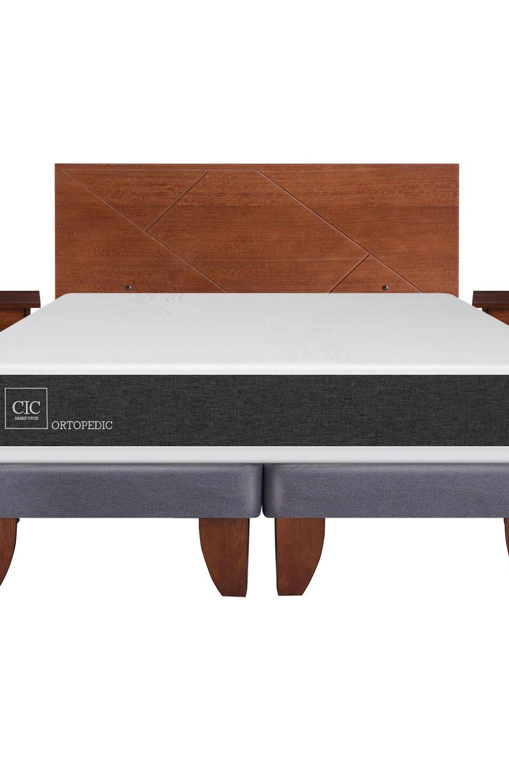 CIC - Cama europea ortopedic 2 plazas bd + muebles