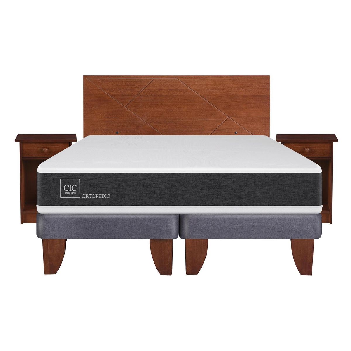 CIC - Cama europea ortopedic 2 plazas bd + muebles