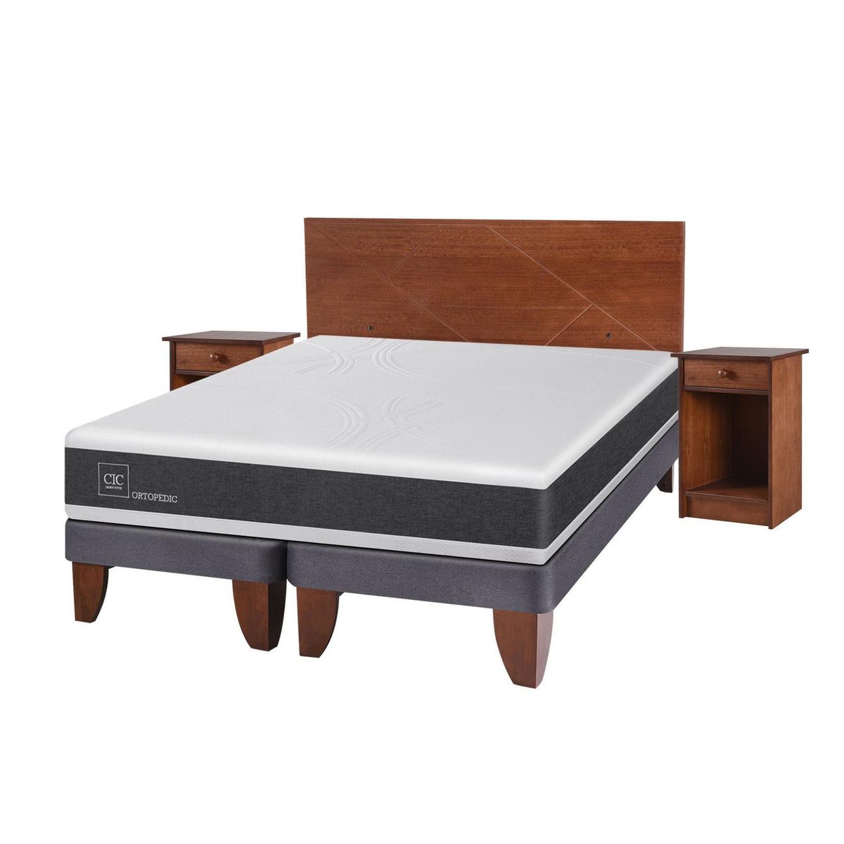 CIC - Cama europea ortopedic 2 plazas bd + muebles