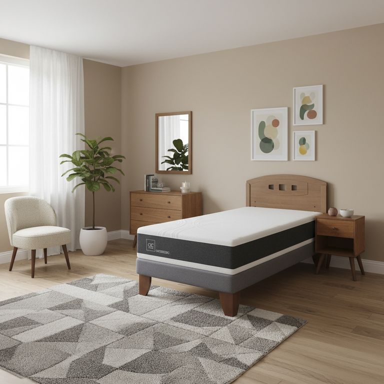 Cama Europea Ortopedic 1.5 Plazas + Muebles