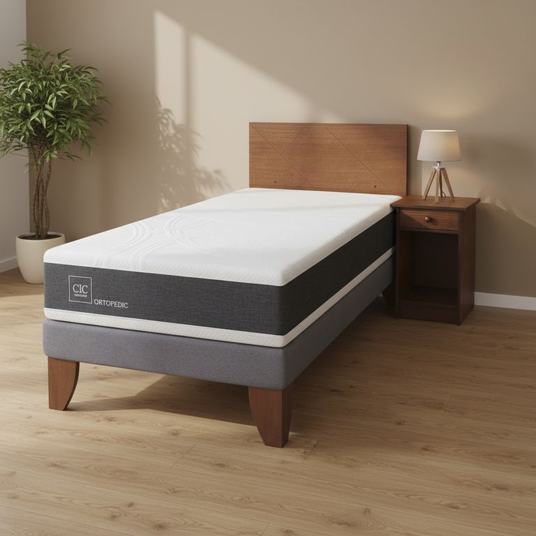 Cama Europea Ortopedic 1.5 Plazas + Muebles