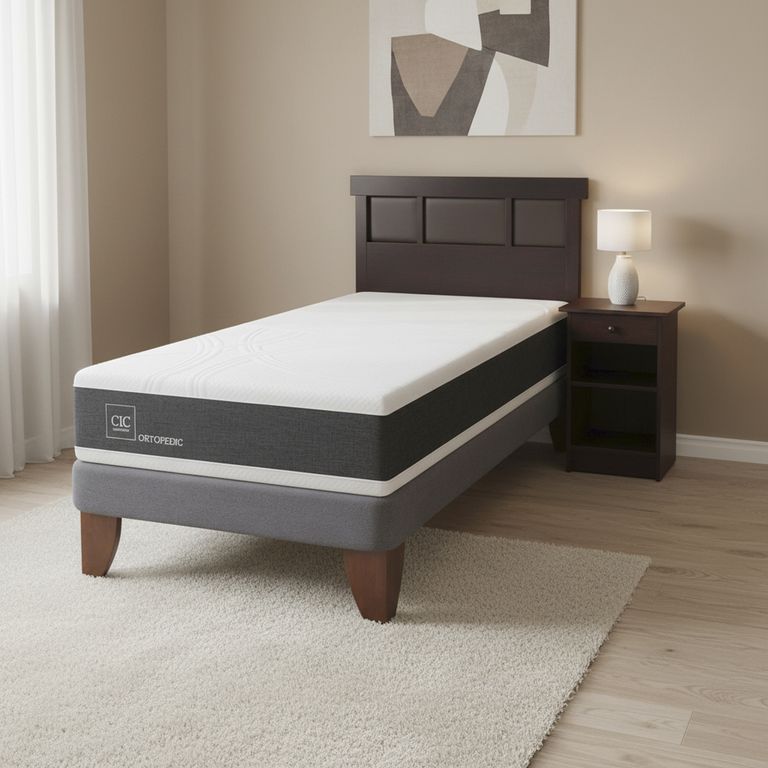 Cama Europea Ortopedic 1.5 Plazas + Muebles