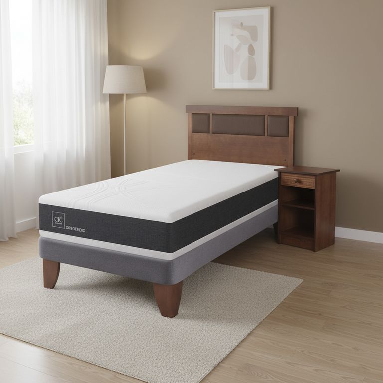 Cama Europea Ortopedic 1.5 Plazas + Muebles