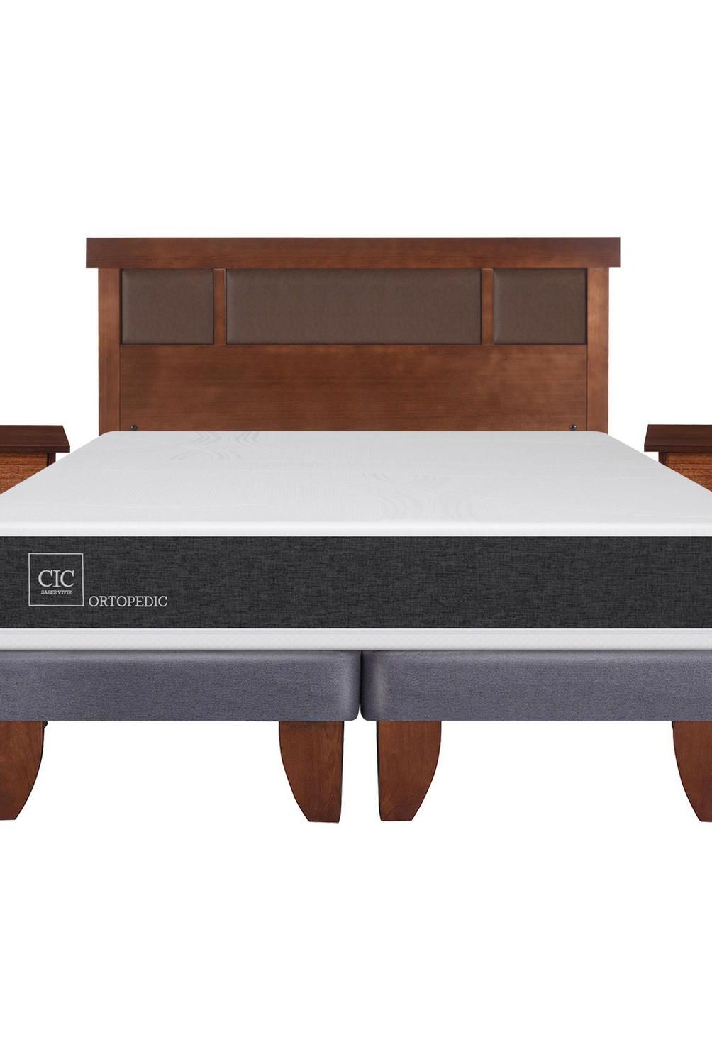 CIC - Cama europea ortopedic 2 plazas bd + muebles
