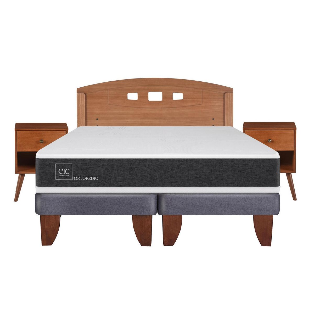 CIC - Cama europea ortopedic 2 plazas bd + muebles