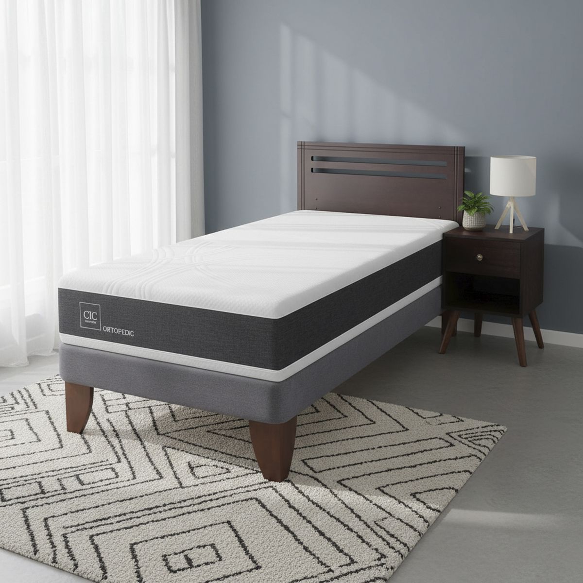 CIC - Cama Europea Ortopedic 1.5 Plazas + Muebles