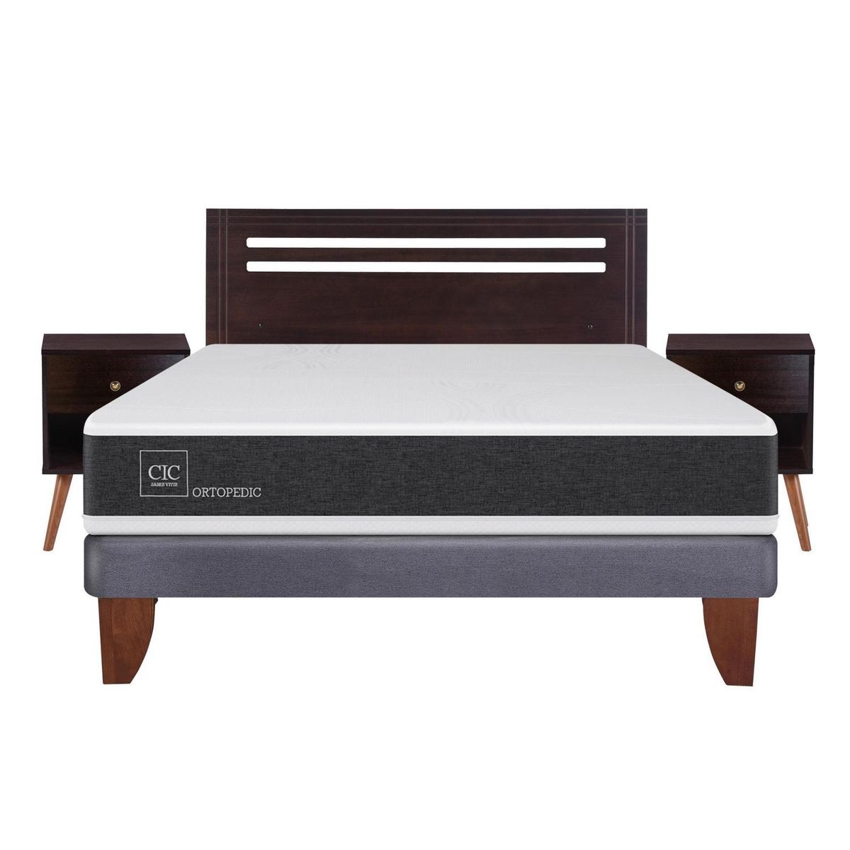 CIC - Cama europea ortopedic 2 plazas bn + muebles