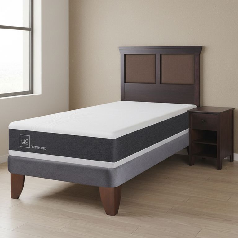 CIC Cama Europea Ortopedic 1.5 Plazas + Muebles