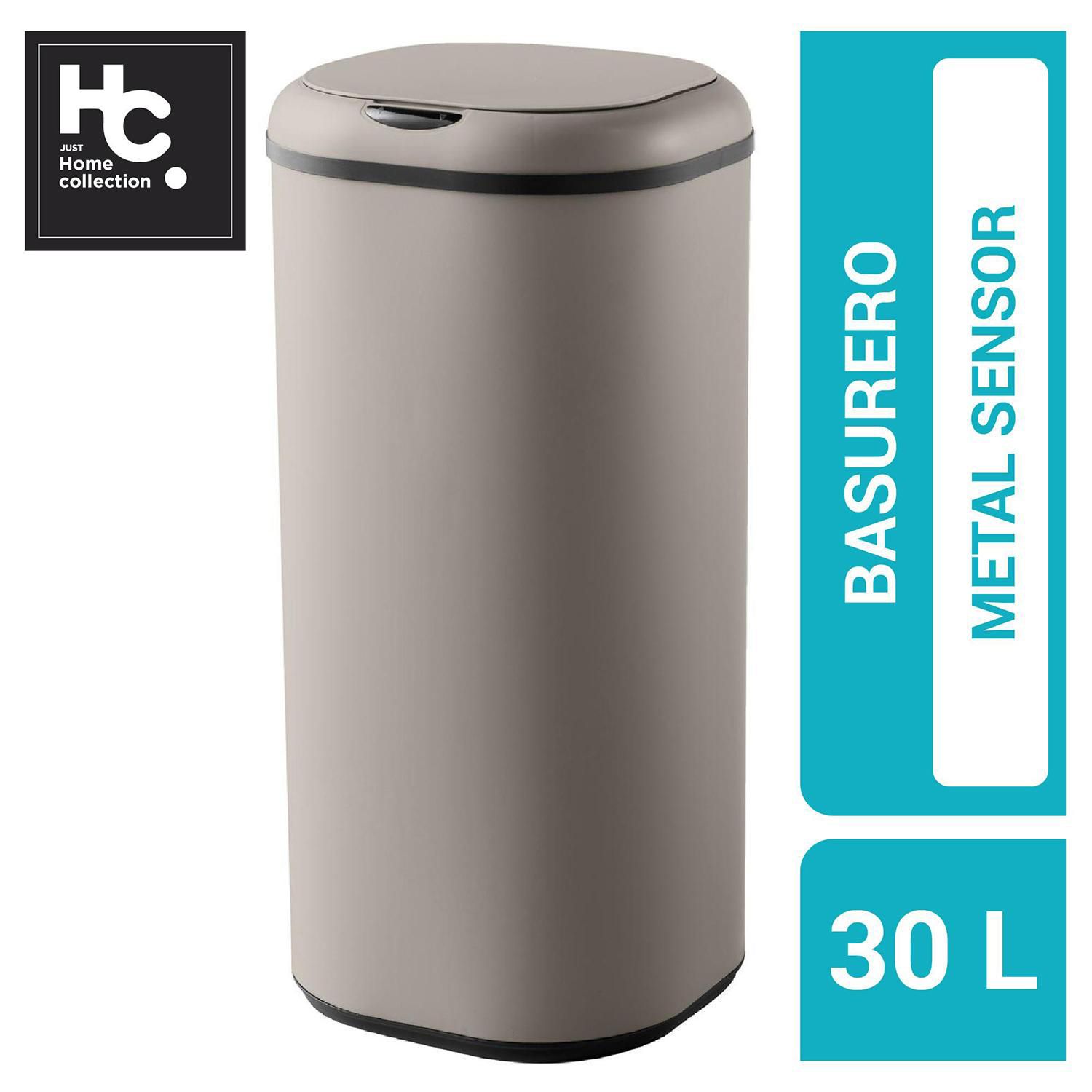 JUST HOME COLLECTION Basurero con Sensor 30 Litros Metal Taupe