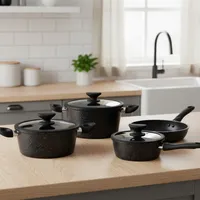 Batería de Cocina 7 Piezas Aluminio Antiadherente Negro