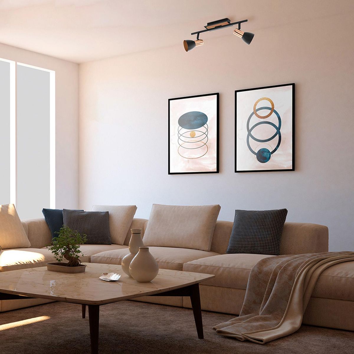 EGLO - Barra Led 2 Luces Acero Negro