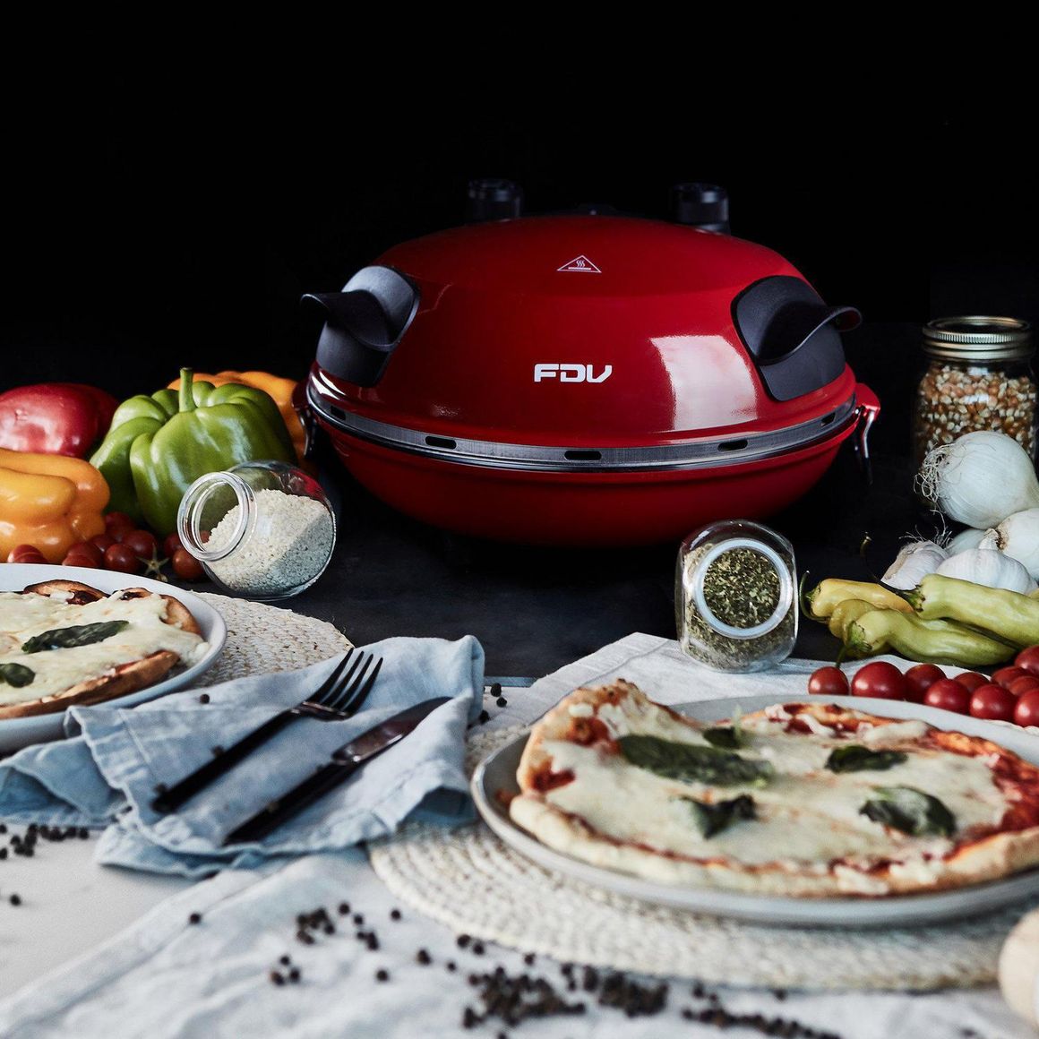Horno para Pizza Eléctrico 1.200 W Rojo Nápoles