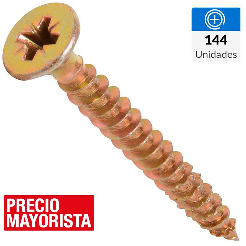 MAMUT - Tornillo Tirafondo Cabeza Phillips Madera 2 " 9 mm 144 Unidades