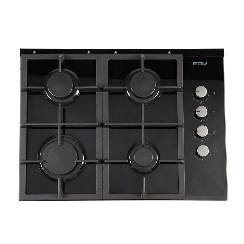 FDV - Encimera Gas Licuado 4 Platos Negro Crystal 60 BUT
