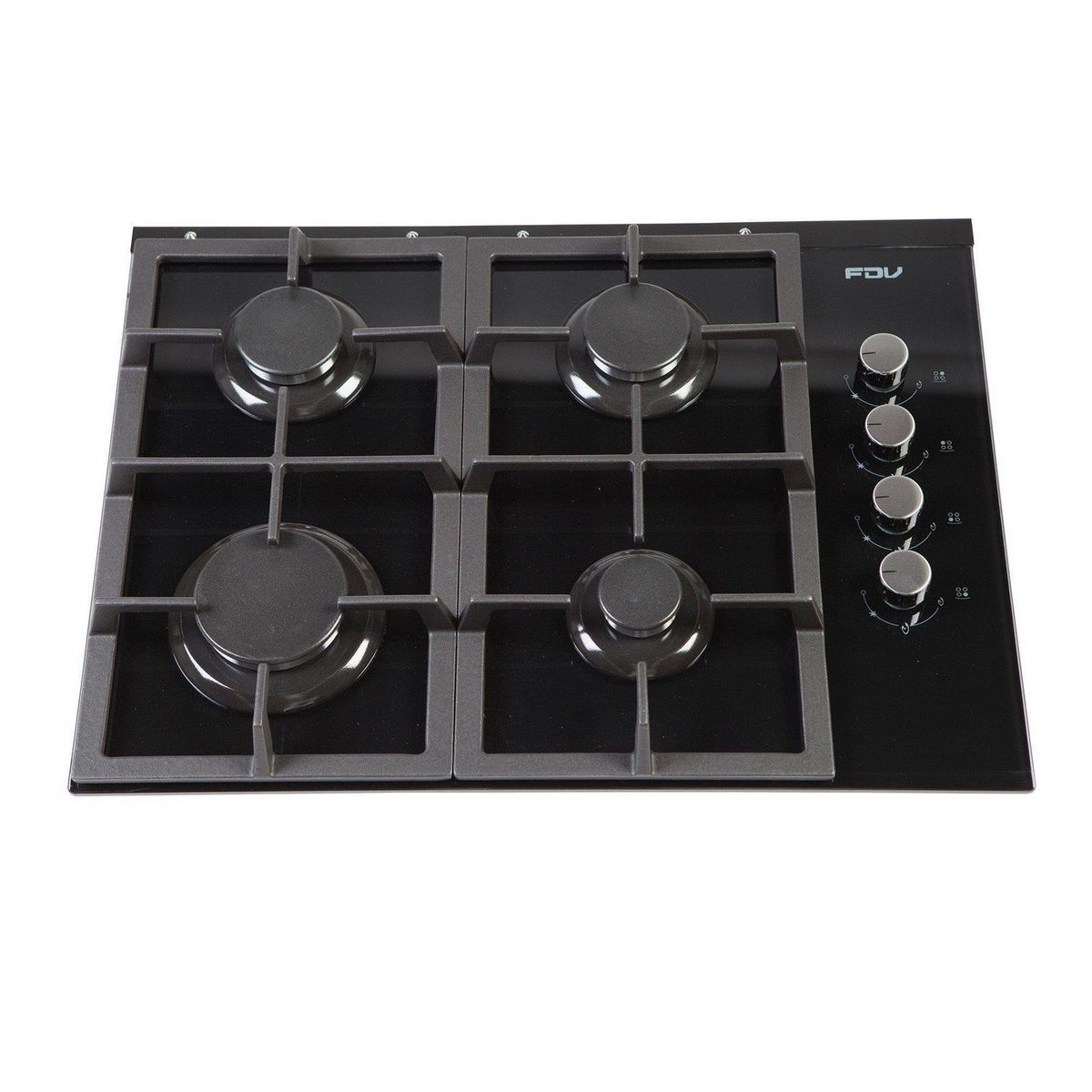 FDV - Encimera Gas Licuado 4 Platos Negro Crystal 60 BUT