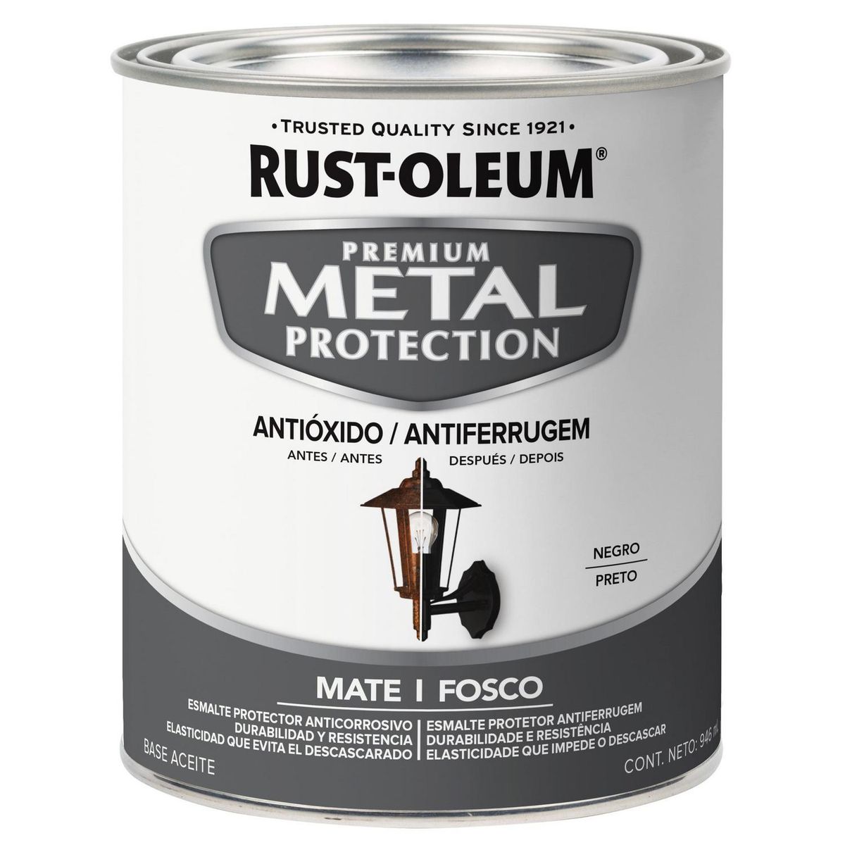 RUST OLEUM - Esmalte Anticorrosivo Tarro 0.946 l Mate Negro