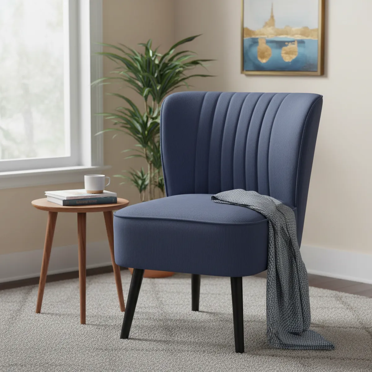 JUST HOME COLLECTION - Poltrona 1 cuerpo RABAT 64x80x58 cm Azul