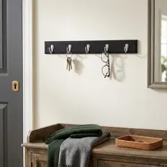 JUST HOME COLLECTION - Perchero 5 Perchas Madera Negro