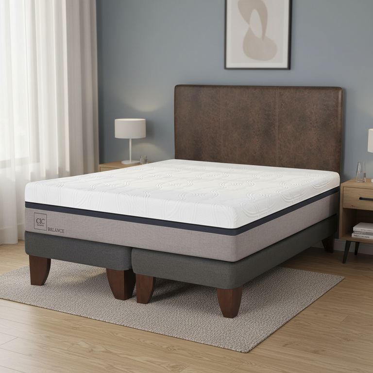 CIC Cama Europea Balance 2 Plazas Bd + Respaldo