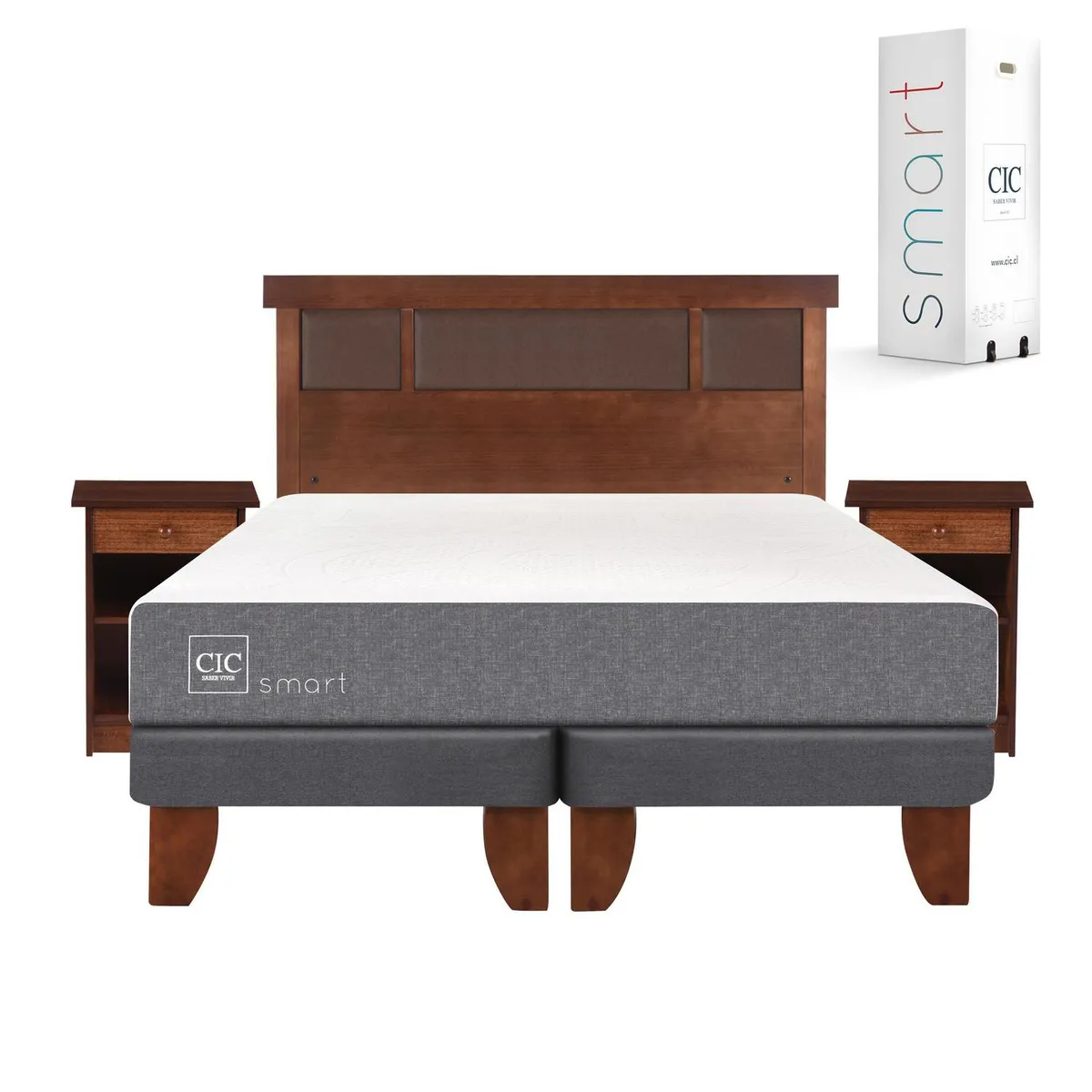 CIC - Cama europea smart 2 plaza bd + muebles