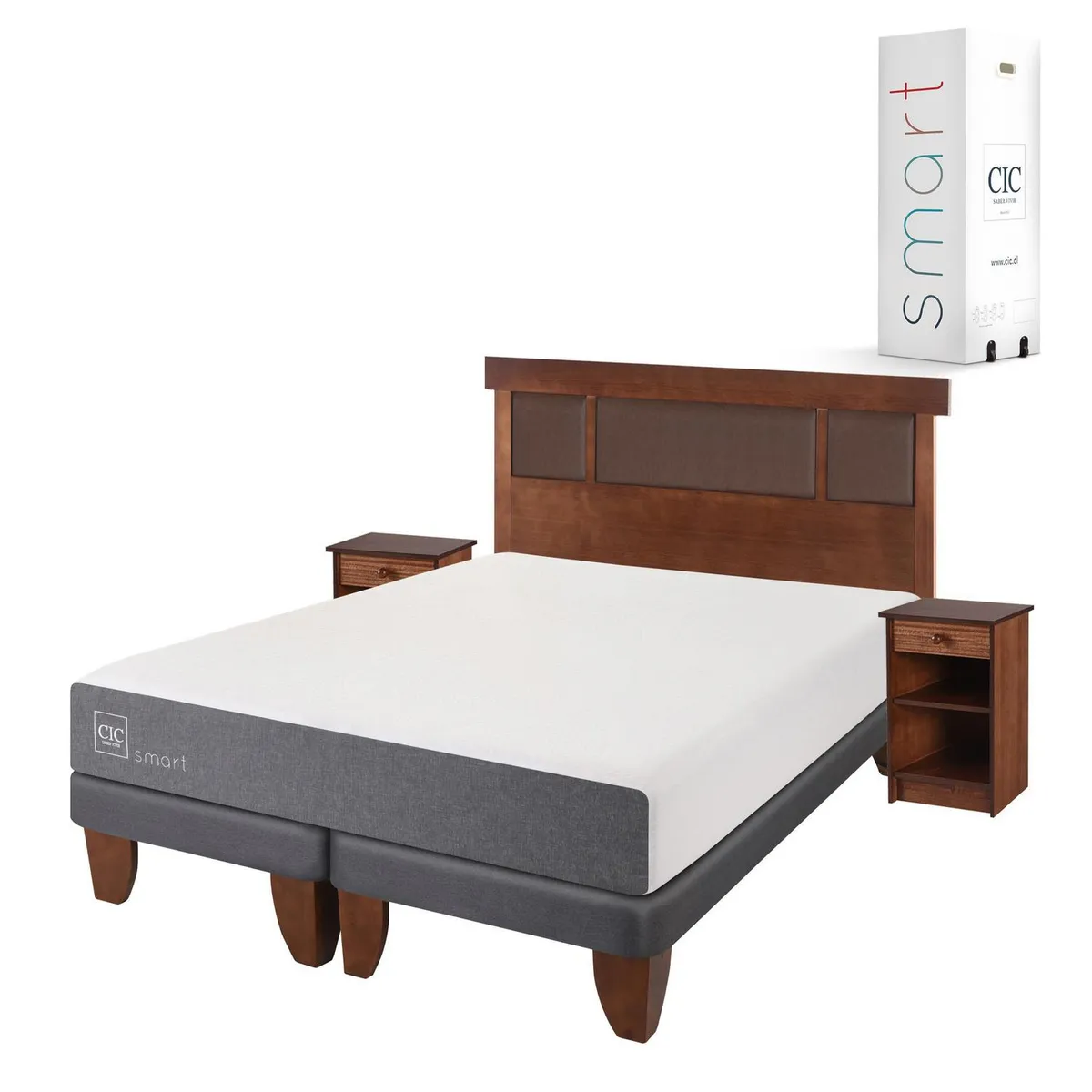 CIC - Cama europea smart 2 plaza bd + muebles
