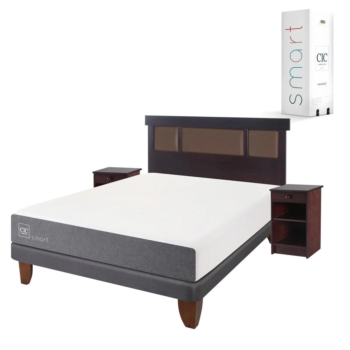 CIC - Cama europea smart 2 plaza bn + muebles