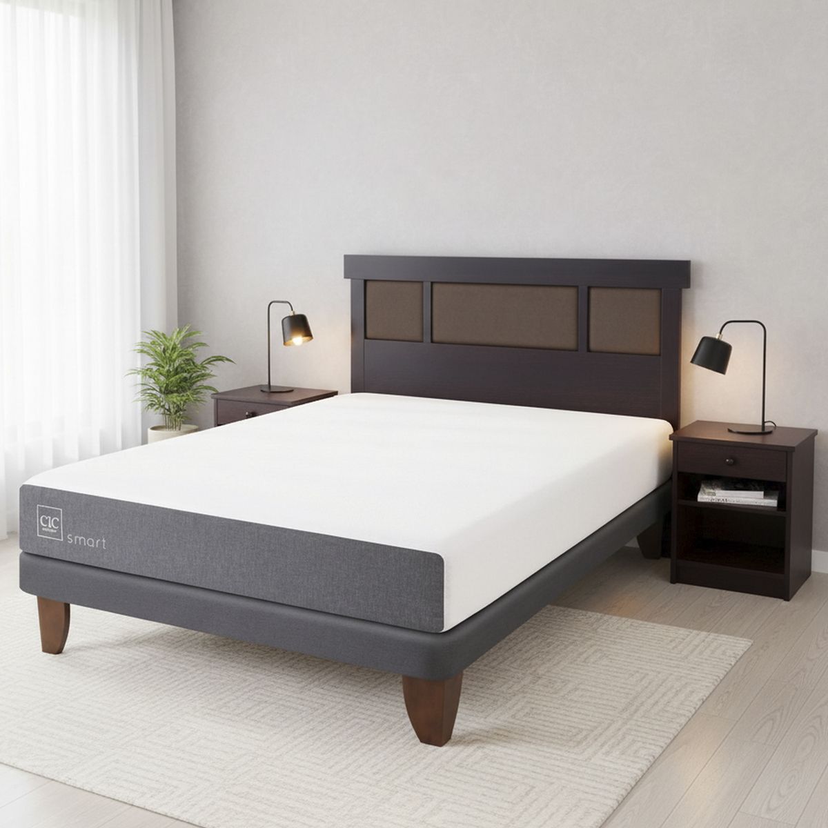 CIC - Cama Europea Smart 2 Plaza Bn + Muebles