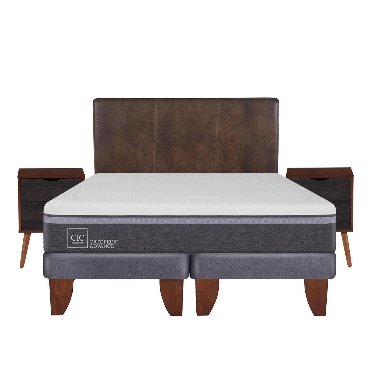 CIC - Cama europea ortopedic advance 2 plazas bd + muebles