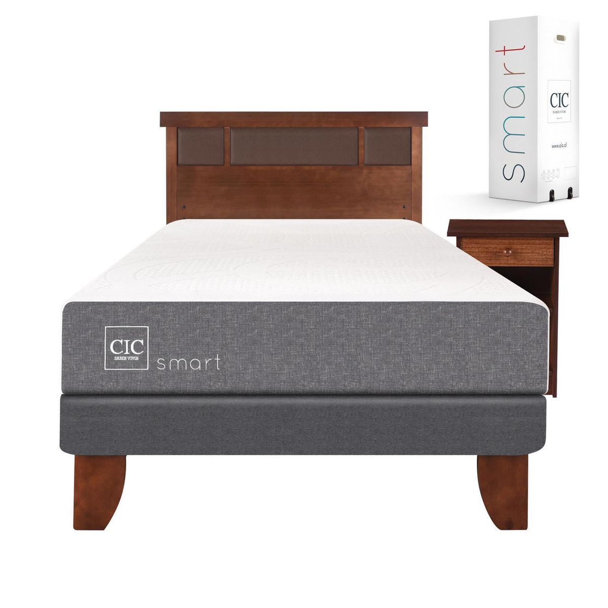 CIC - Cama europea smart 1.5 plaza + muebles