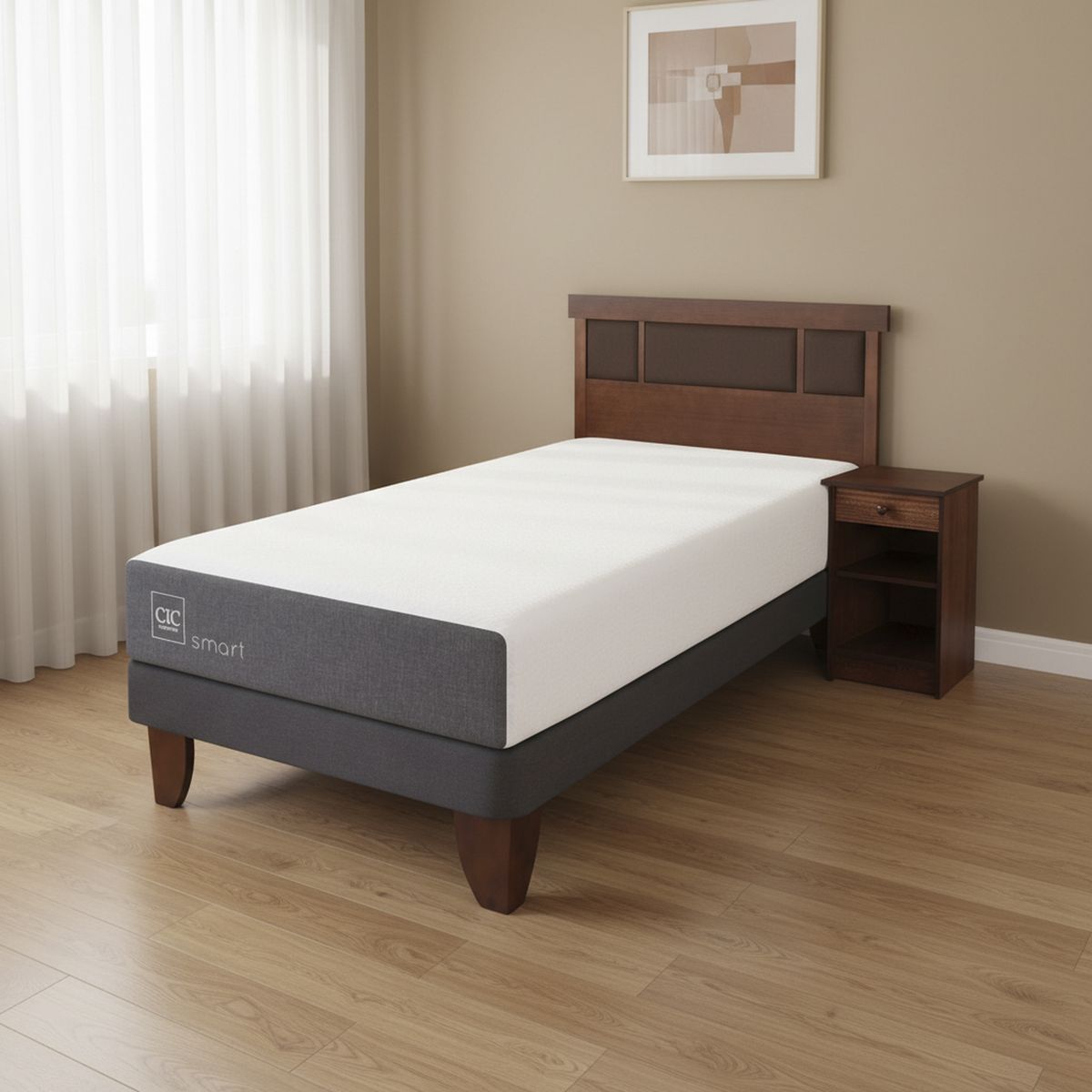 CIC - Cama Europea Smart 1.5 Plaza + Muebles