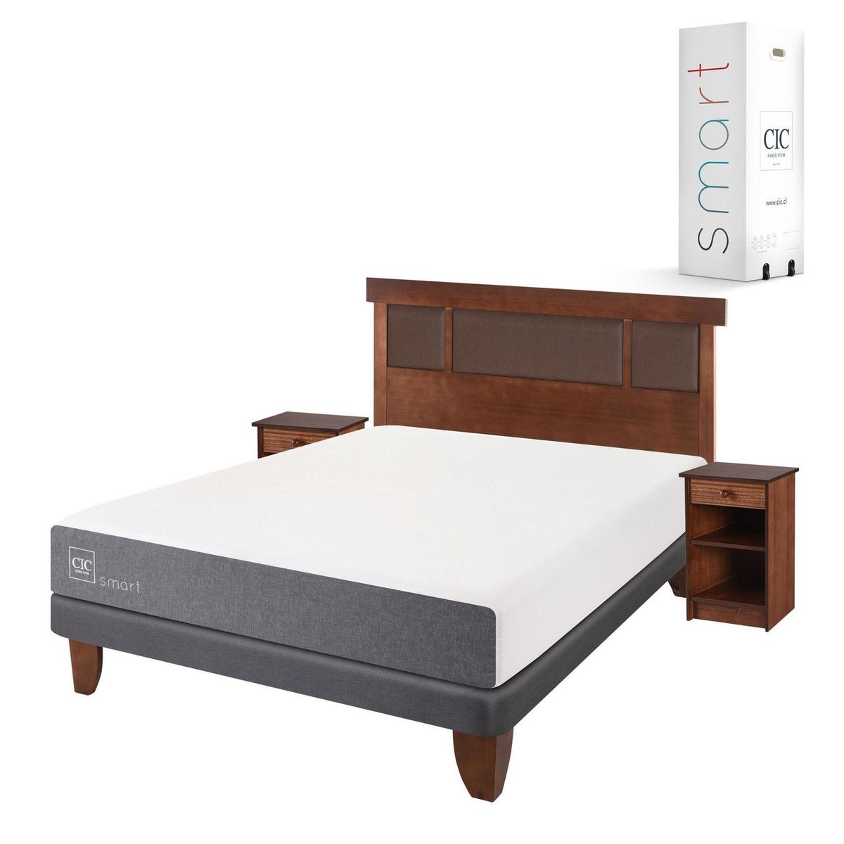 CIC - Cama europea smart 2 plaza bn + muebles