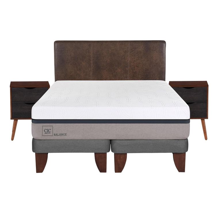 CIC Cama Europea Balance 2 Plazas Bd + Muebles