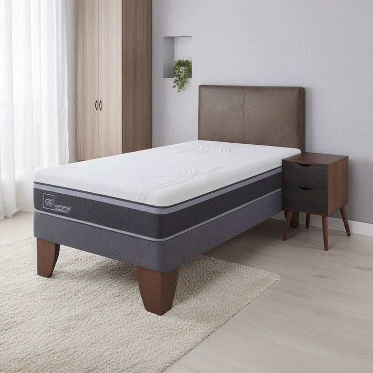 Cama Europea Ortopedic Advance 1.5 Plazas + Muebles