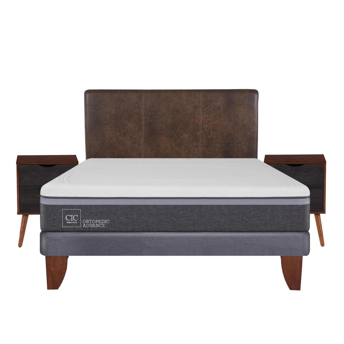 CIC - Cama europea ortopedic advance 2 plazas bn + muebles