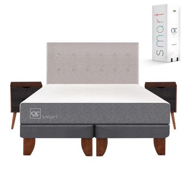 Cama europea smart 2 plazas bd + muebles