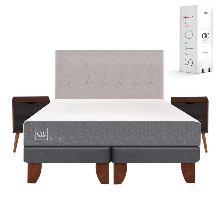 Cama Europea Smart 2 Plazas Bd + Muebles