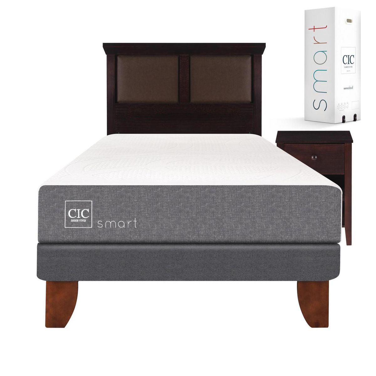 CIC - Cama europea smart 1.5 plaza + muebles