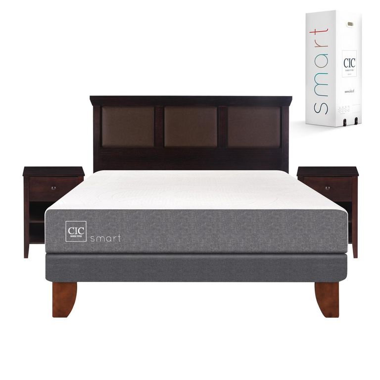 Cama Europea Smart 2 Plaza Bn + Muebles