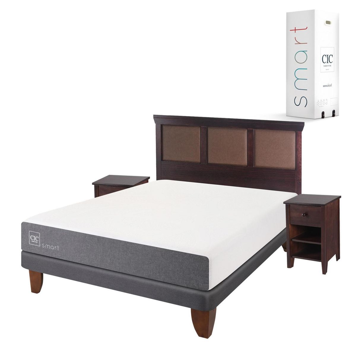 CIC - Cama europea smart 2 plaza bn + muebles