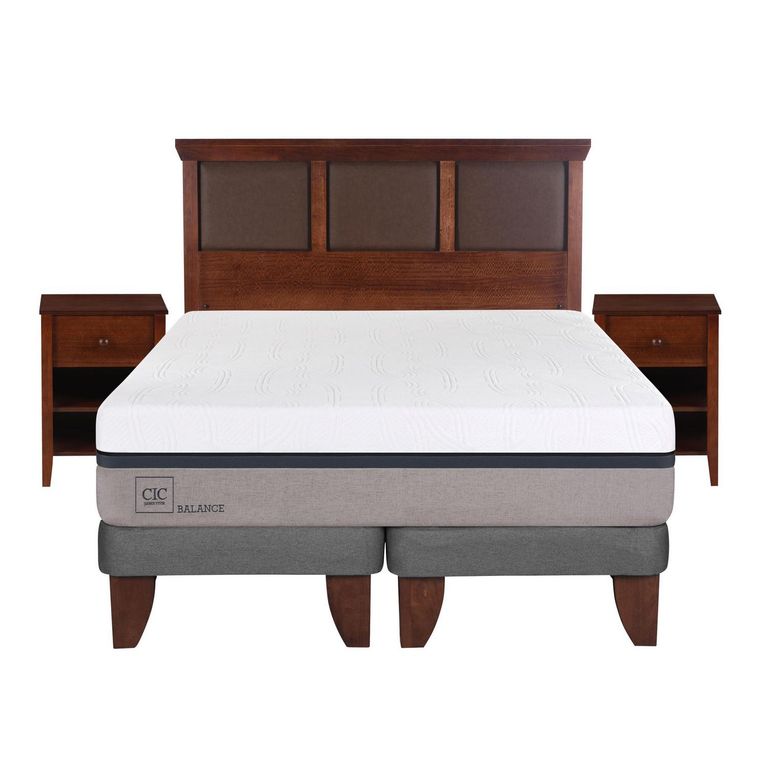 CIC Cama Europea Balance 2 Plazas Bd + Muebles